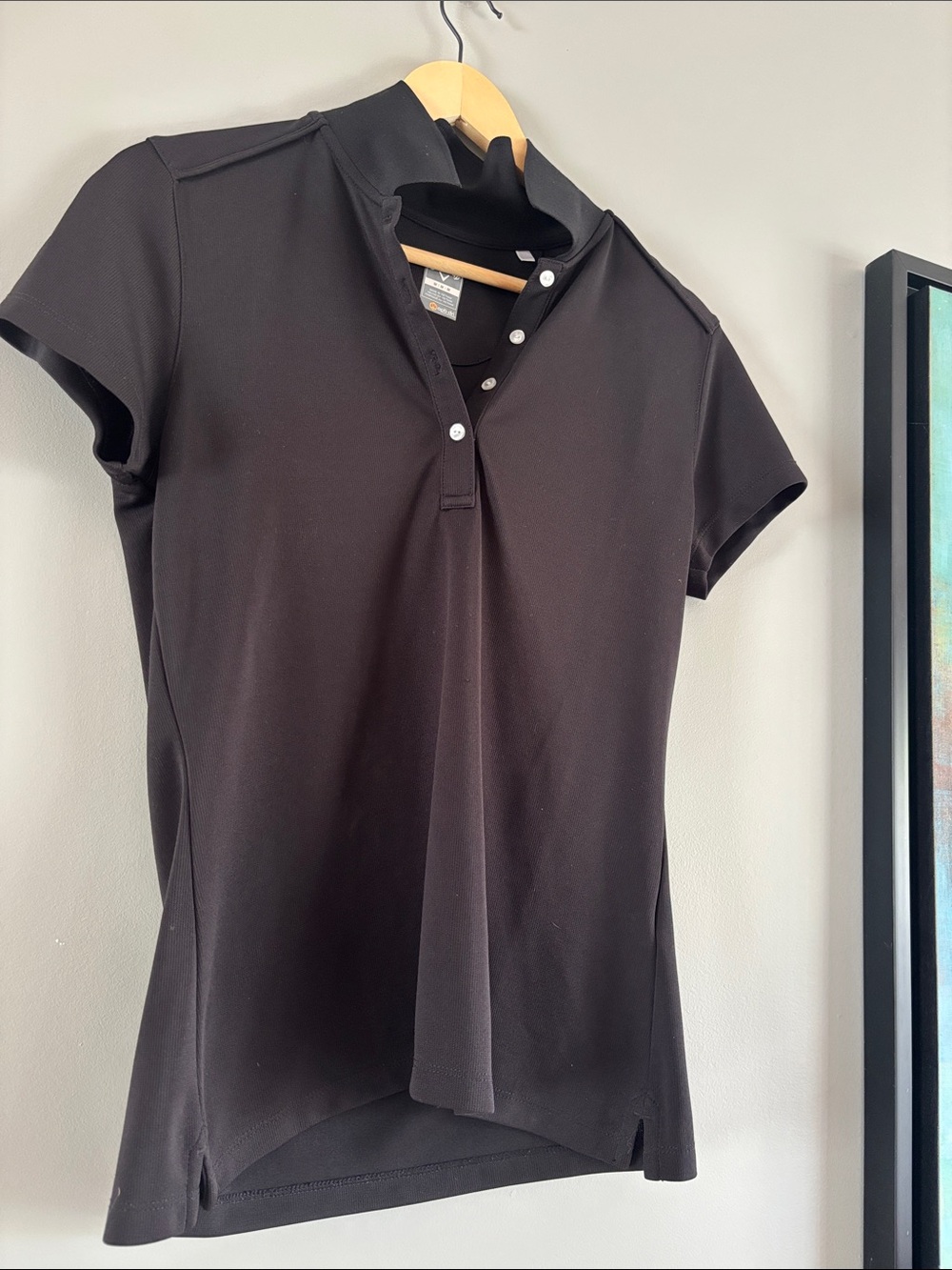 Callaway Black Short-Sleeve Button-Down Golf Polo
